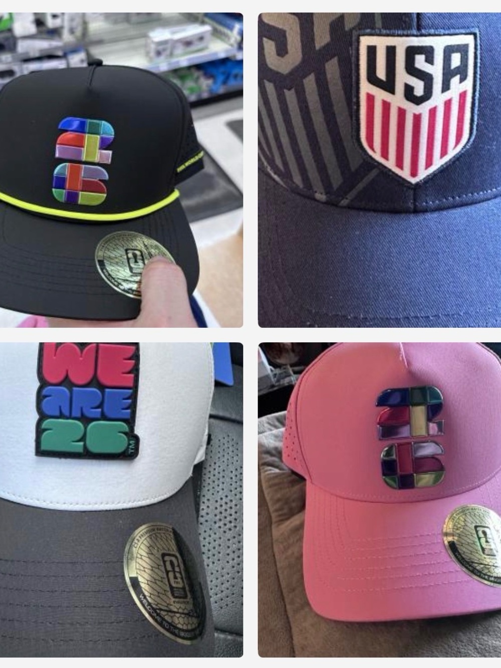 FIFA OFFICIAL 4 HAT/CAP COLLECTION WORLD CUP 2026 SPAIN ARGENTINA US CAN MEX